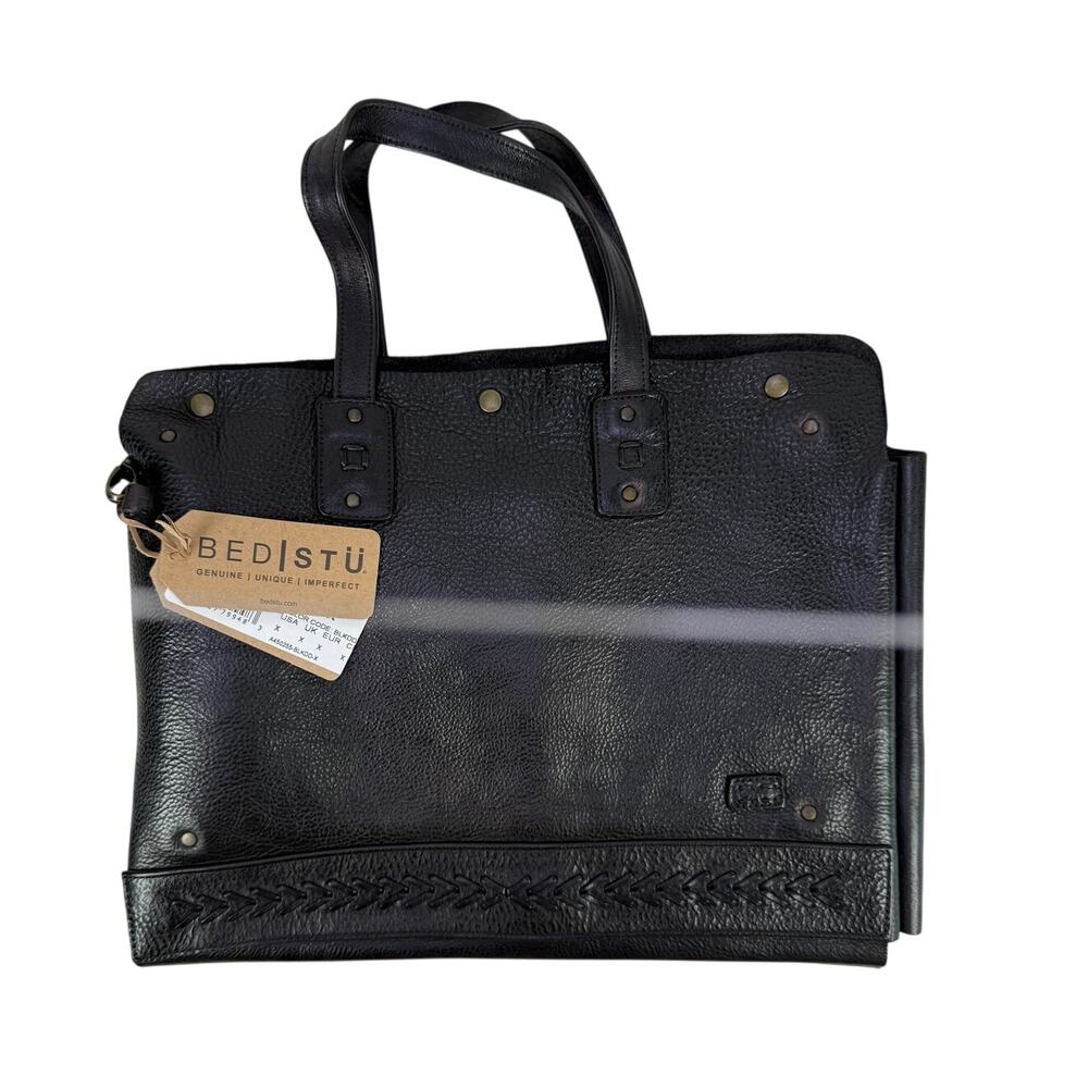 Bed Stu Commuter Laptop Bag Black‎ Leather Messenger Tote 15 Inch Unisex